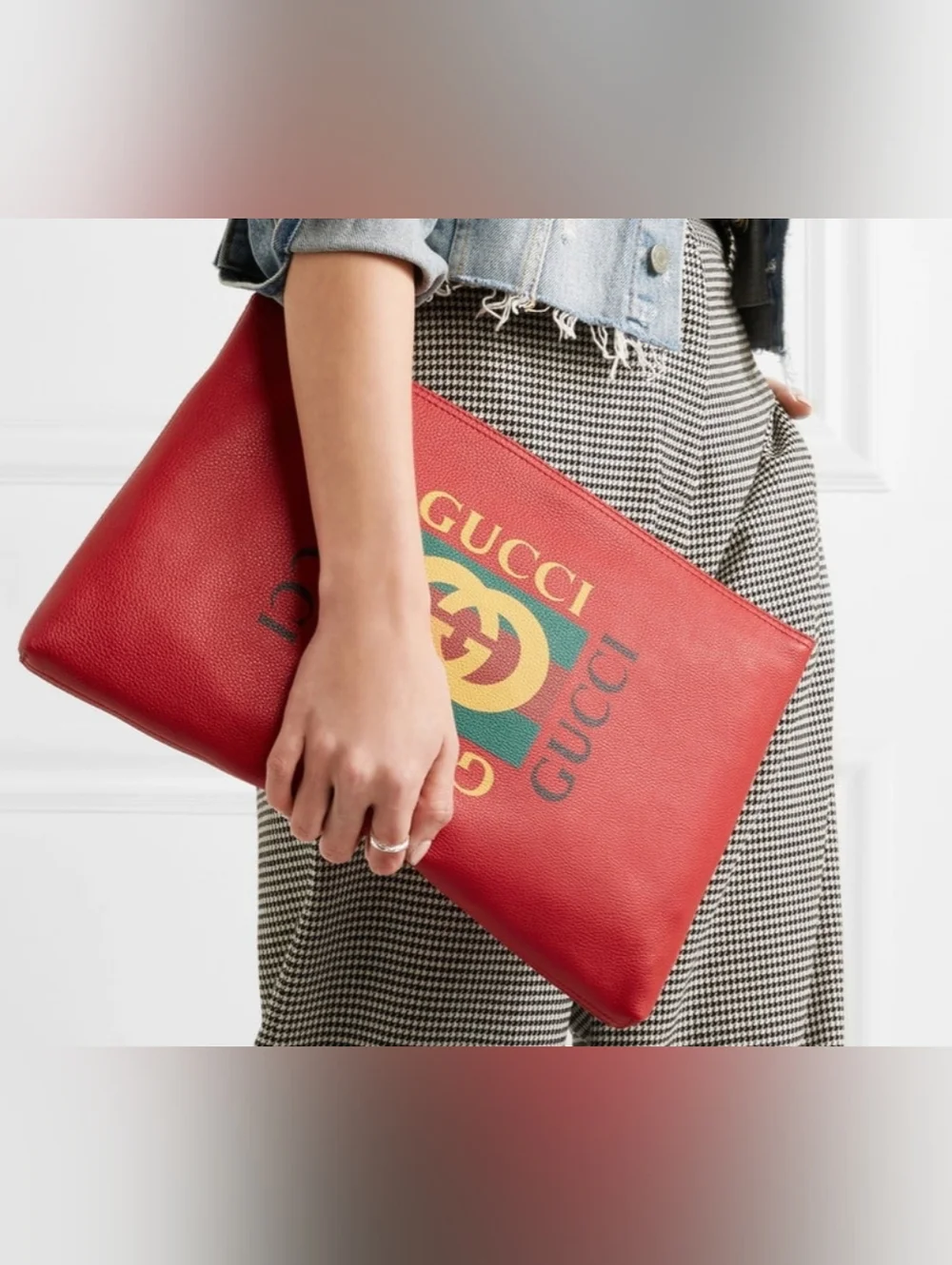 Gucci Calfskin Red Leather Portfolio Clutch - Picture 1 of 10